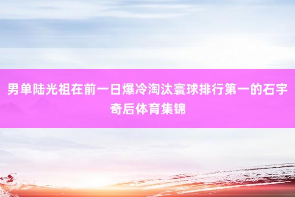 男单陆光祖在前一日爆冷淘汰寰球排行第一的石宇奇后体育集锦