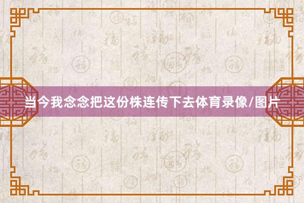 当今我念念把这份株连传下去体育录像/图片