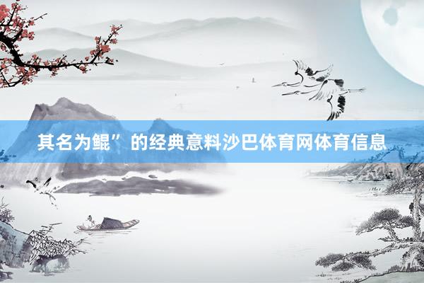 其名为鲲” 的经典意料沙巴体育网体育信息